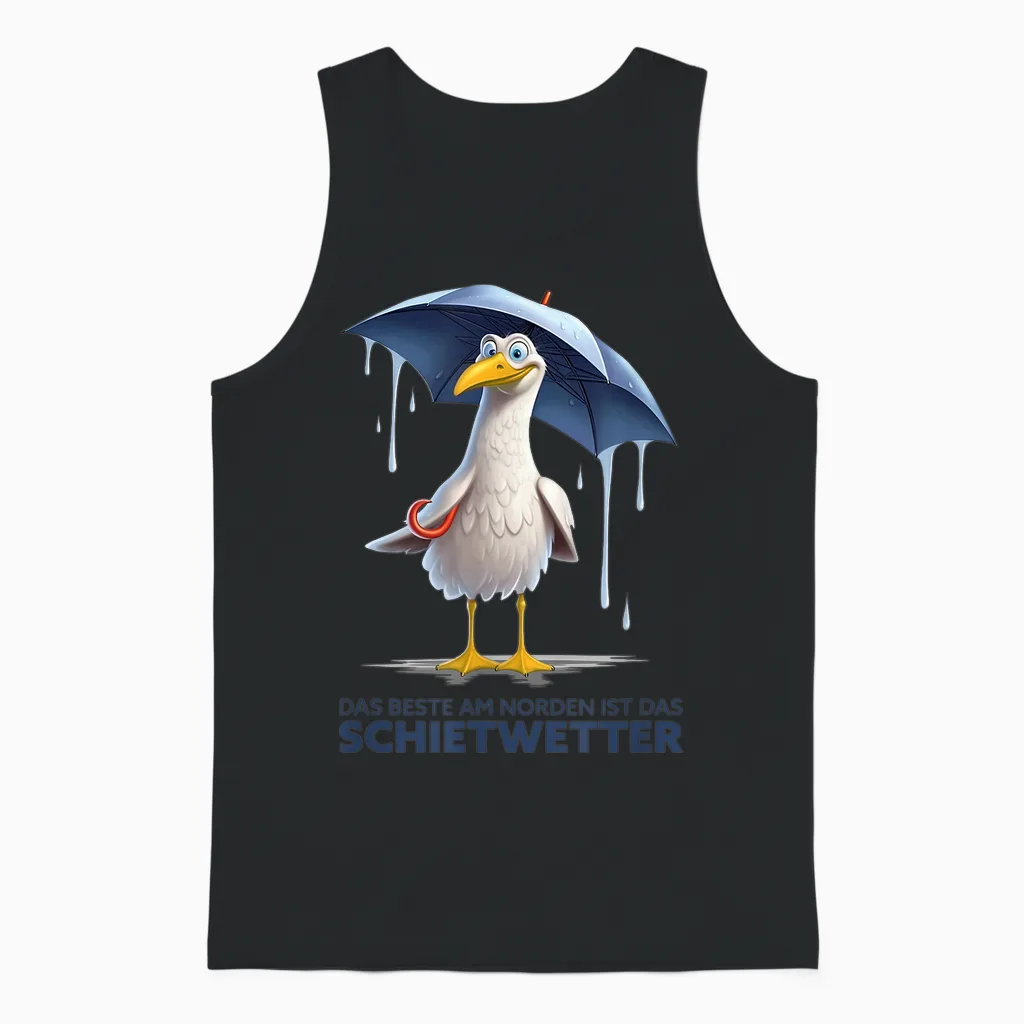 Schietwetter Saying - Seagull North Coast Beach Sea Funny Unisex Tank Top in Black