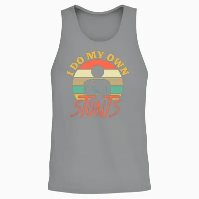 I Do My Own Stunts Retro Unisex Tank Top - Sport Grey