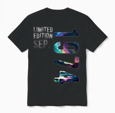 Vintage 1974 September Birthday Polar Lights Unisex T-Shirt - Black