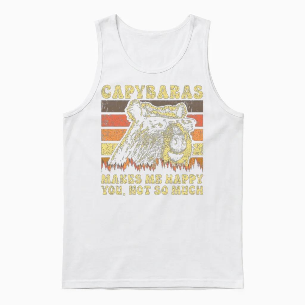Capybara Retro Unisex Tank Top - White
