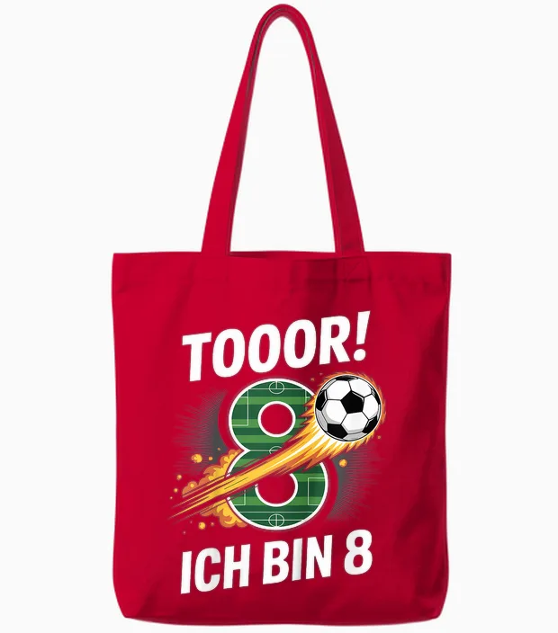 Kinder Toor Ich Bin 8 8.geburtstag Fußball Junge 8 Jahre Cooles Tote Bags in Red