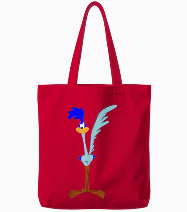 Looney Tunes Road Runner Simple Portrait Tote Bags in Red
