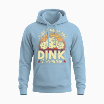 Pickleball Just One More Dink Retro Funny Unisex Hoodie - Light Blue