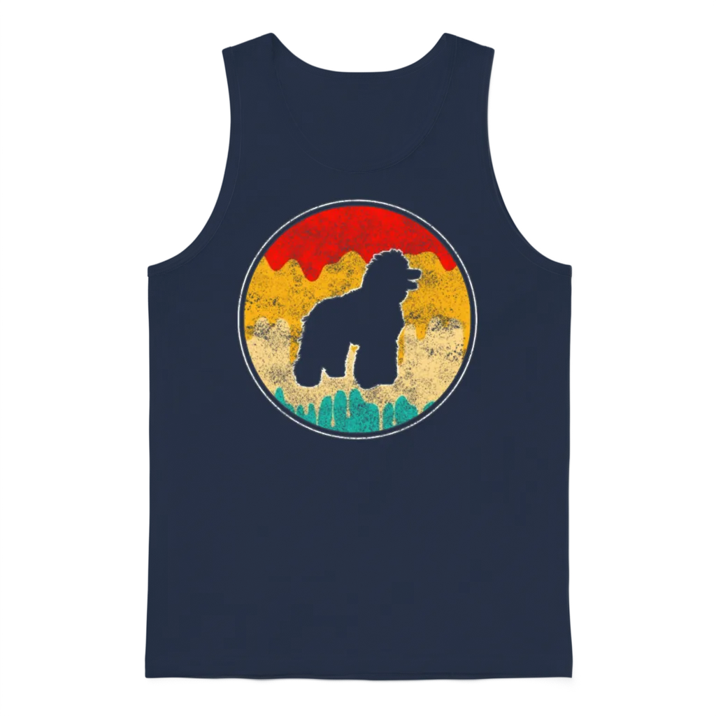 Poodle Retro Unisex Tank Top - Navy