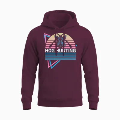 Hog Hunting Hog Hunter Retro Unisex Hoodie - Maroon