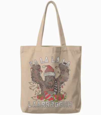 Star Wars Christmas Chewbacca Lights & Presents Fa La La Tote Bags - Natural
