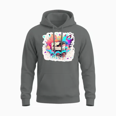 Sticker Style Retro Cassette Unisex Hoodie - Graphite Heather