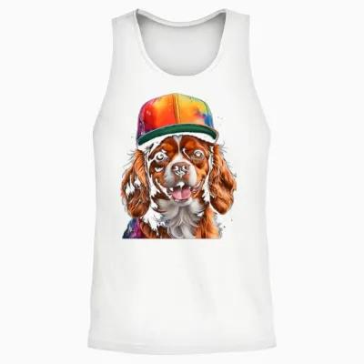 Cavalier Charles Spaniel Snapback Graphic Unisex Tank Top - White
