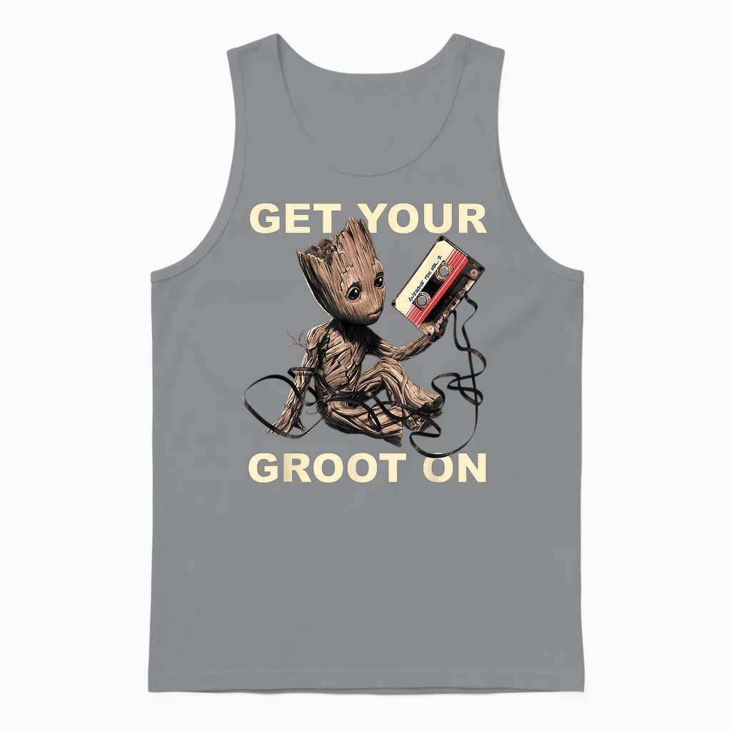 Guardians of the Galaxy Vol.2 Get Your Groot on T-Shirt, Black Unisex Tank Top in Sport Grey