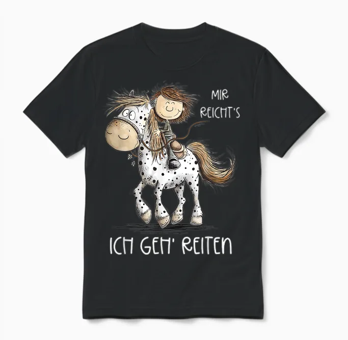 Mir Reicht's Ich Geh' Reiten Pferde Spruch Mädchen Unisex T-Shirt in Black