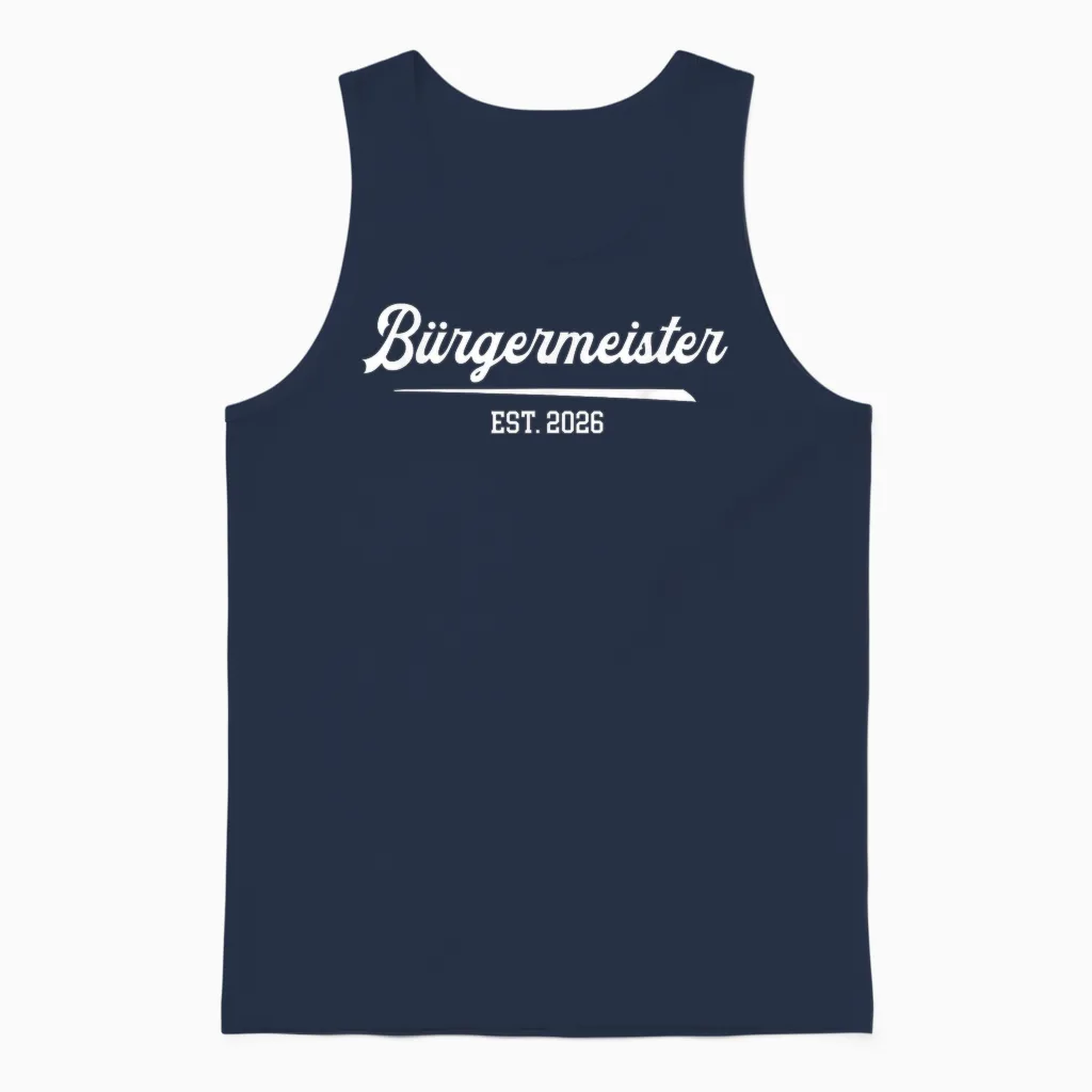 T-Shirt with German Text "bürgermeister 2026" Unisex Tank Top in Navy