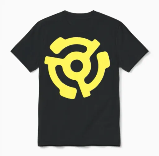 Vinyl 45 Adapter - Classic Yellow Unisex T-Shirt in Black