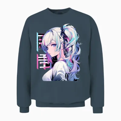 Manga Anime ästhetische Cyberpunk Techwear Harajuku Unisex Sweatshirt - Dark Heather