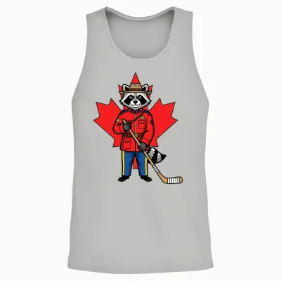 Canadian Raton Laveur Mountie Hockey Maple Leaf Canada T-Shirt Haut De Gamme Unisex Tank Top - Ash