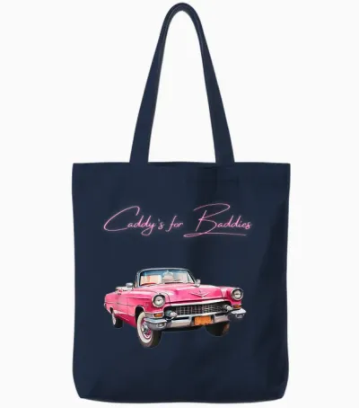 Cadillac Lookin Pink Vehicle - Vintage Style - Oldschool Tote Bags - Navy