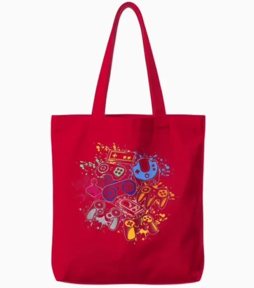 Controller Retro Cool Video Games Console Man Woman Gift T-Shirt, Black Tote Bags - Red