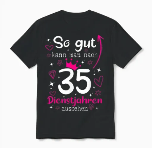 35 Jähriges Dienstjubiläum Jubiläum Firmenjubiläum 35 Jahre Unisex T-Shirt in Black