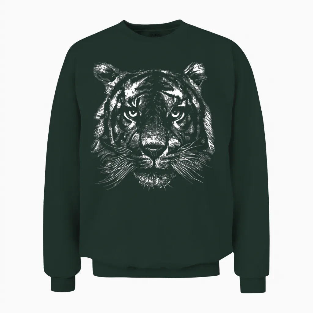 Tiger Tiger Head Big Cat Men's Women's Children's Boys Girls T-Shirt, Black, S Unisex Sweatshirt in Forest