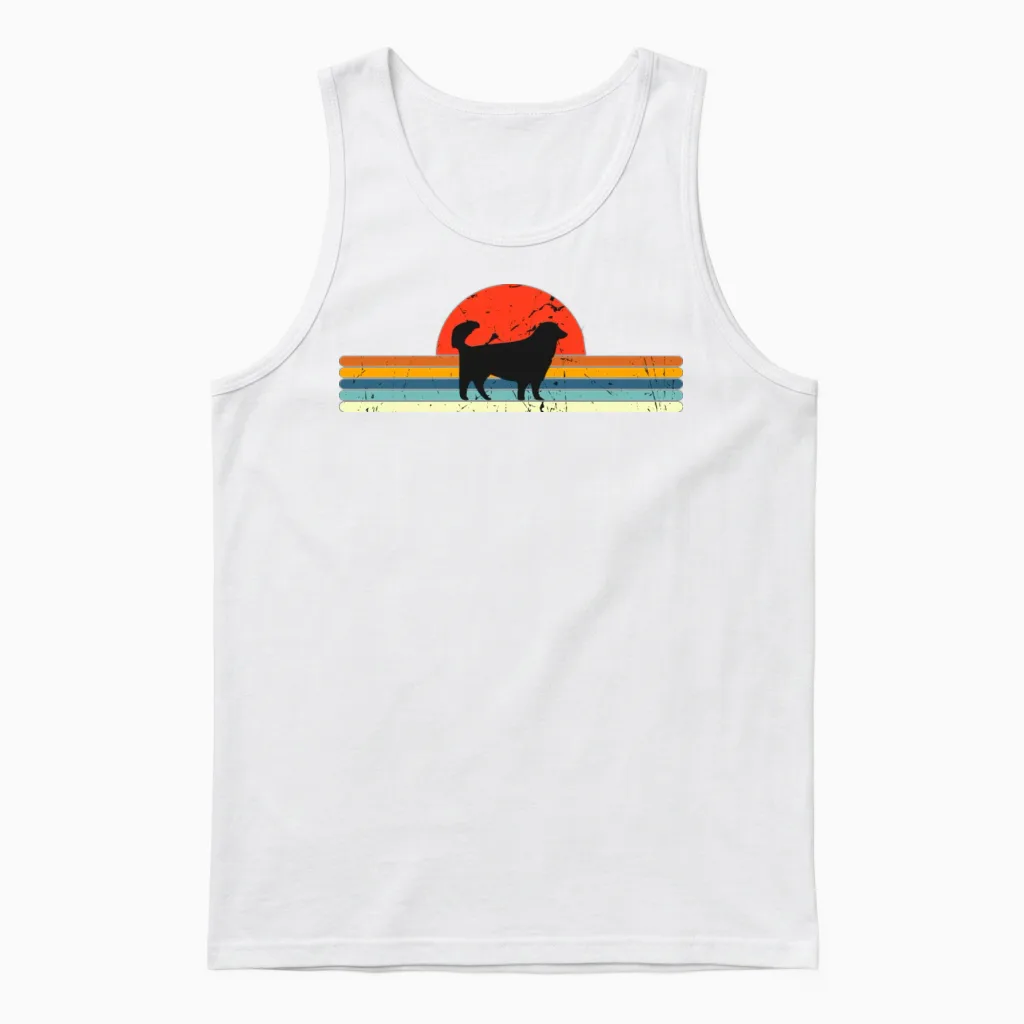 Vintage Dog Retro Sunset Lovers Gift Unisex Tank Top in White