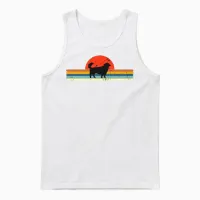 Vintage Dog Retro Sunset Lovers Gift Unisex Tank Top in White - 1