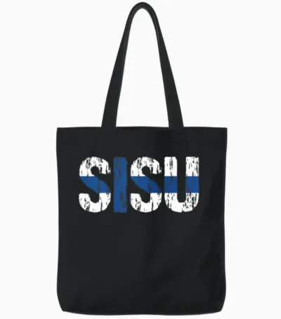 Sisu Finnish Flag Finland Suomi Tote Bags - Black