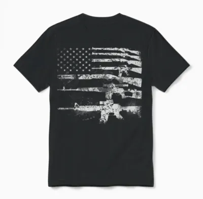 Gun for Men Women Machine Guns Usa Flag 2a Gifts Unisex T-Shirt - Black