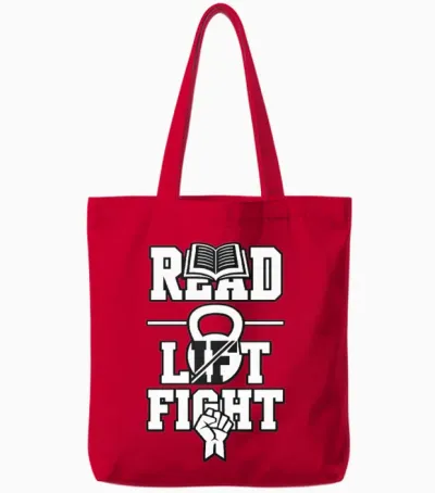 Read Lift Fight – Gym Motivation Design Tote Bags - Red