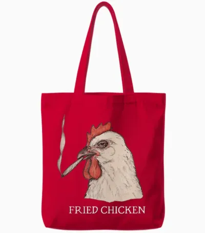 Fried Chicken 420 Smoking Marijuana, Funny Stoner, Weed Meme Tote Bags - Red