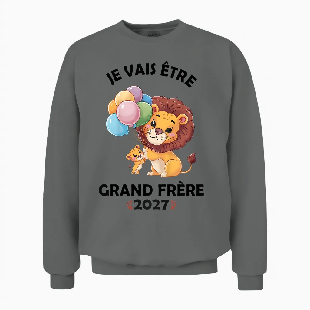 Enfant Futur Grand Frere 2027 Je Vais Etre Grand Frère Unisex Sweatshirt in Graphite Heather