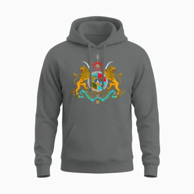Iranian Crest Pahlavi T-Shirt, Black Unisex Hoodie - Graphite Heather