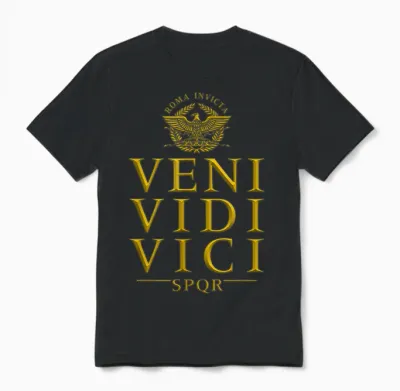 Veni Vidi Vici Roma Invicta Spqr Unisex T-Shirt - Black
