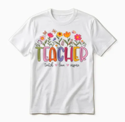 Teachers Love Inspire Unisex T-Shirt - White
