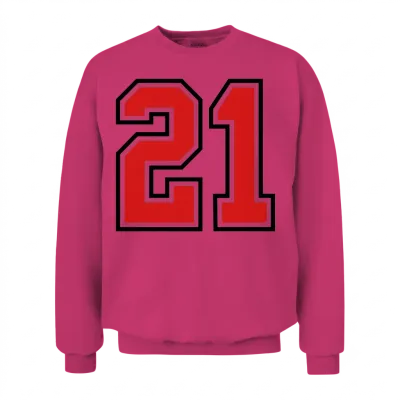 21 Sports Jersey Football Number Unisex Sweatshirt - Heliconia