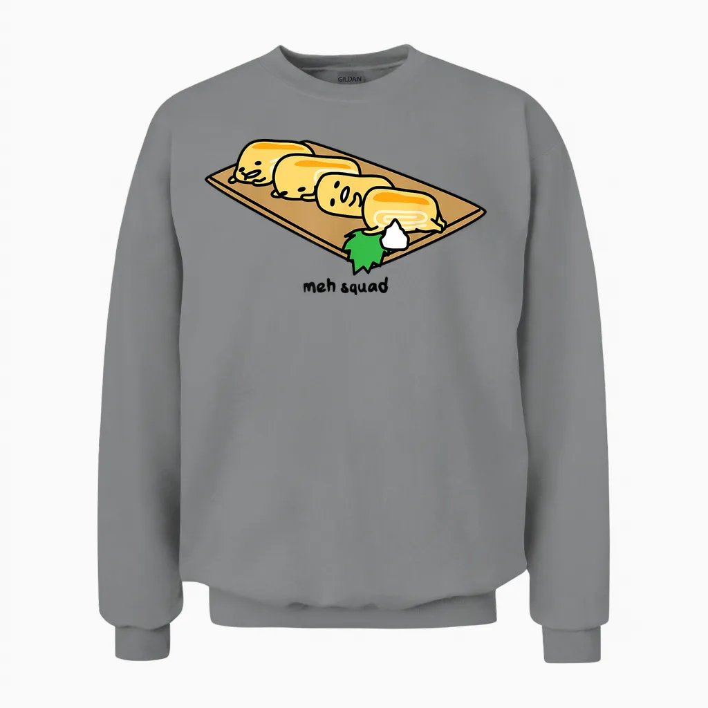 Gudetama the Lazy Egg Meh Squad Sushi Tamagoyaki Unisex Sweatshirt in Sport Grey
