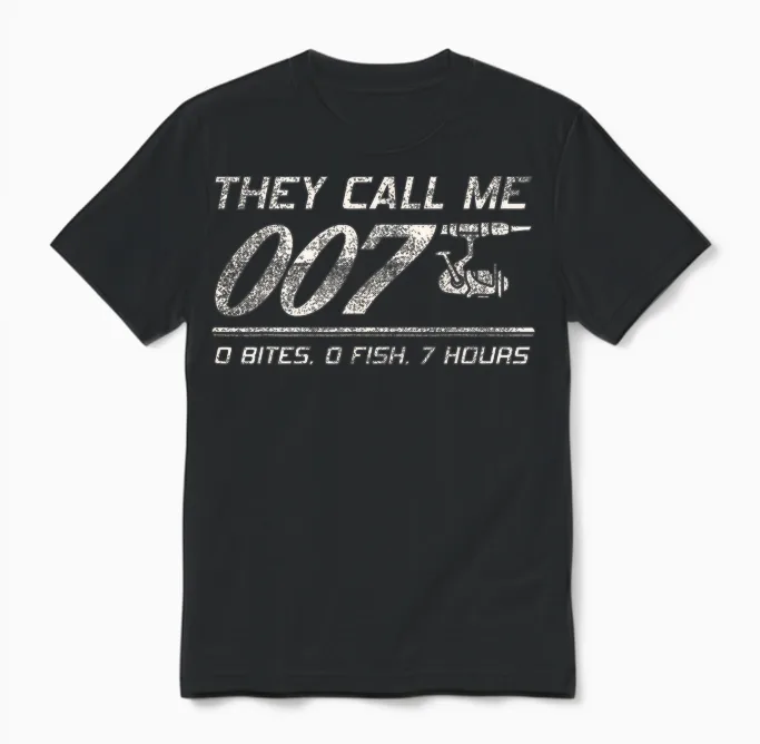 4anglers Fisherman Joke Dad - They Call Me 007 - Funny Fishing Humor Unisex T-Shirt in Black