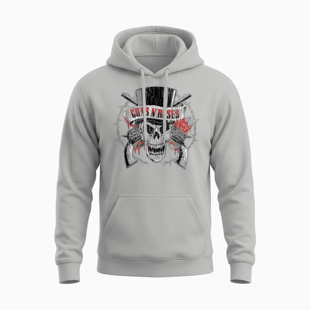 Guns N' Roses Offizieller Zylinderhut Mit Totenkopf Unisex Hoodie in Ash