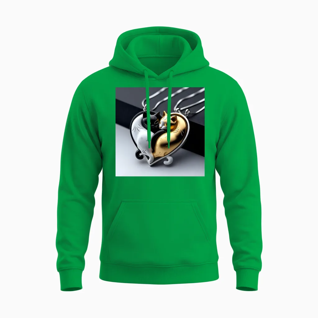 Pendentif Chat En Argent Chat Unisex Hoodie in Irish Green