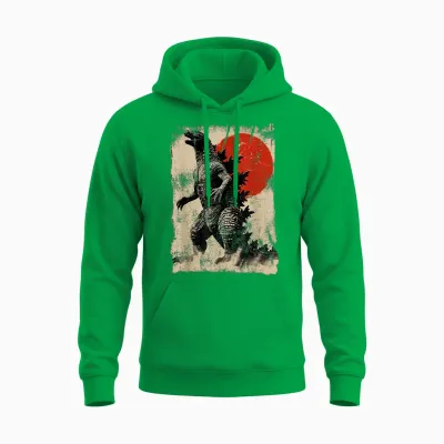 Retro Vintage Japanese Art Legendary Rare Kaiju T-Shirt, Black Unisex Hoodie - Irish Green