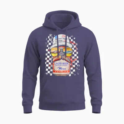 Graphic Motorsport Retro 90s Racing Retro Drinking Beer Unisex Hoodie - Heather Sport Dark Navy