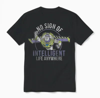 Disney Pixar Toy Story Buzz Lightyear Intelligent Life Unisex T-Shirt - Black