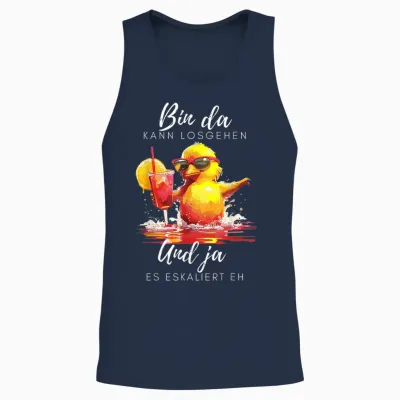 Party Duck with Cocktail - Funny Girls' Evening Saying Unisex Tank Top - Navy