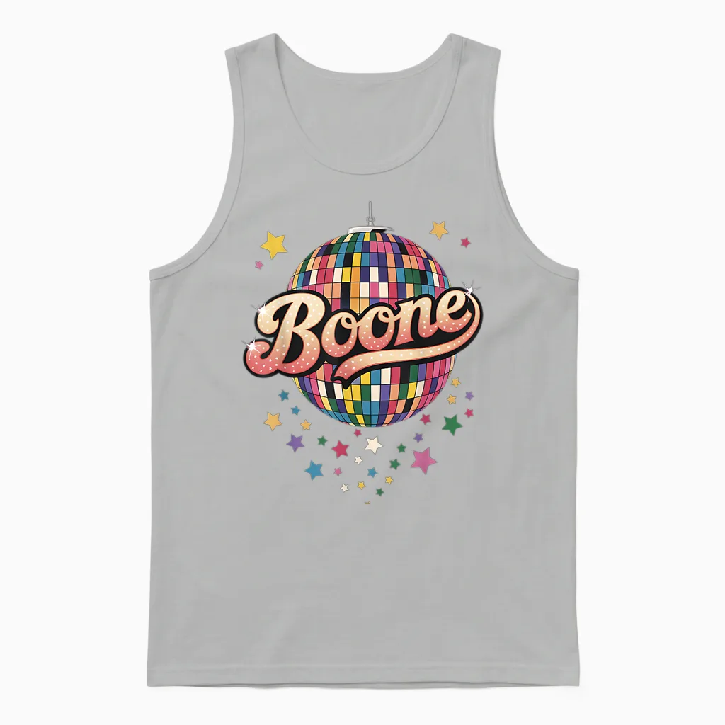 Girl Retro Boone First Name Personalized Heart Unisex Tank Top in Ash