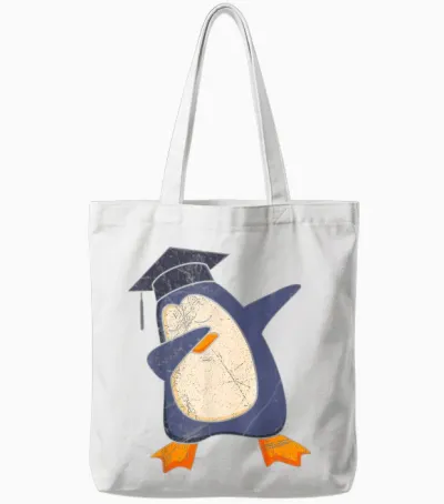 Master´s Exam Passed Master's Degree Created Penguin T-Shirt, Black Tote Bags - White