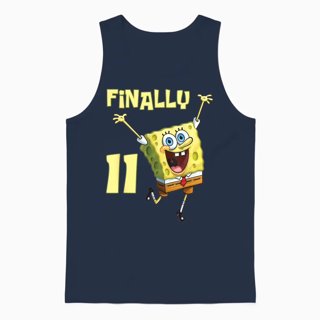 Original Spongebob Square Pants - 11th Birthday. Finally 11. Unisex Tank Top in Navy