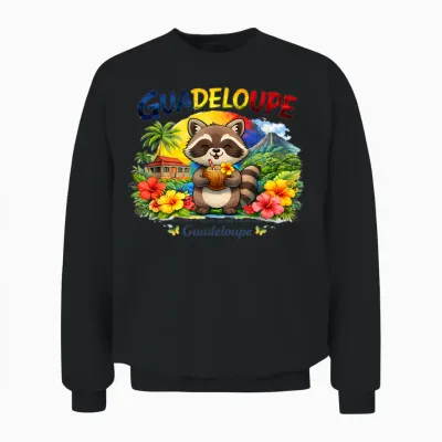 T-Shirt Guadeloupe Drapeau Carte Graphique Fille Unisex Sweatshirt - Black