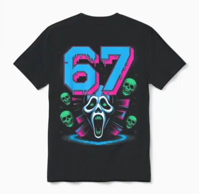 67 Halloween Scp Horror Face Scary Costume Shirt Horror 6 7 Unisex T-Shirt - Black