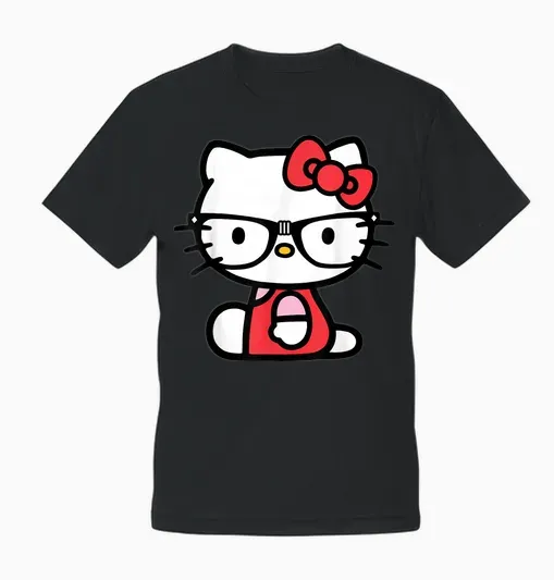 Hello Kitty Nerd Glasses Unisex T-Shirt - Black