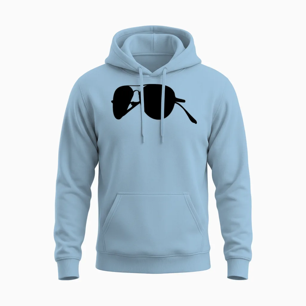 Pilot Sunglasses Unisex Hoodie in Light Blue