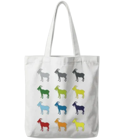 Neon Pop Art Retro Goat Animal Gift Idea Tote Bags - White