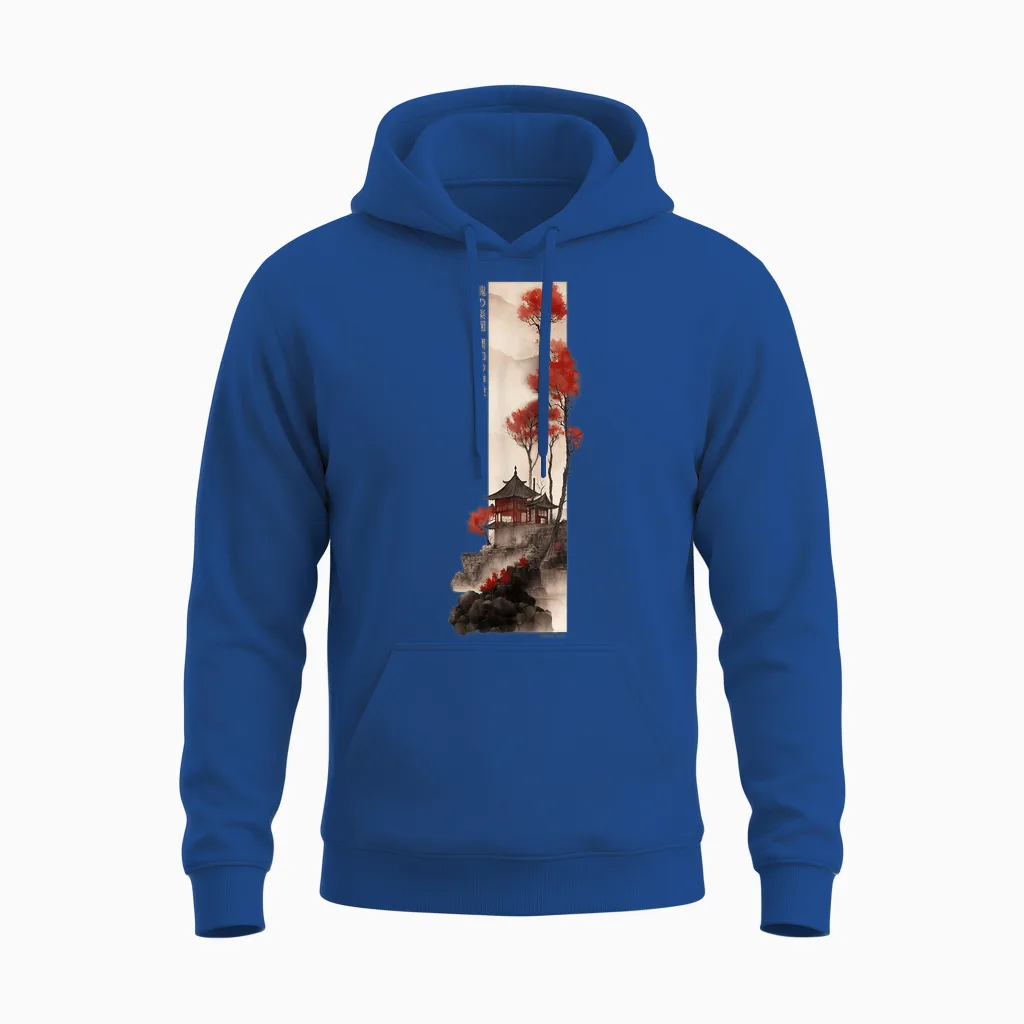 Japanese Temple Retro Vaporwave in Japan Harajuku 80s 90s Unisex Hoodie in Royal